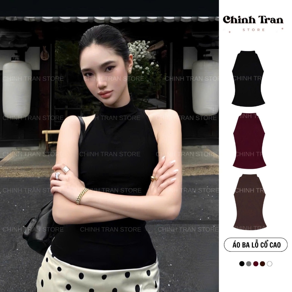 Áo Ba Lỗ Nữ Cổ Cao Ôm Body Chất Thun Cotton Mịn Mát Nữ Tính Nhiều Màu Basic - Chinh Trần Store