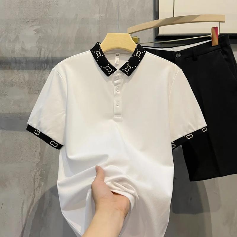 Áo thun nam cổ phối dệt thêu 3 màu phối áo polo thun vải dày đẹp chất lượng