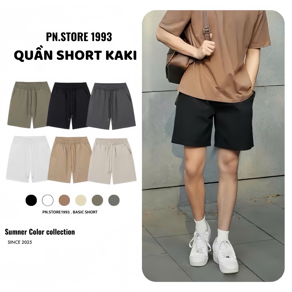 (Combo 2 Quần Short) Kaki Dù PN.STORE 1993 dáng Trên Gối Bản Nâng Cấp đường May Menswear Nam